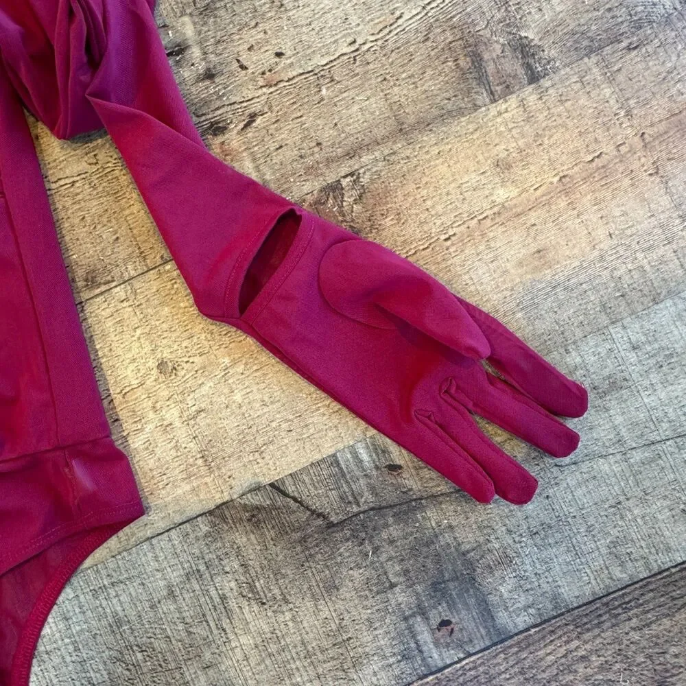 Michael Costello Red One-Shoulder Bodysuit - Picture 6 of 8